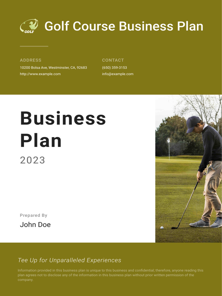 Golf Course Business Plan Golf Financial Model Template Icrest Models