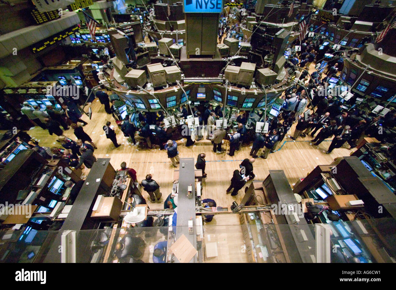 Wide Angle View Of The Main Trading Room At The Nyse In New York City